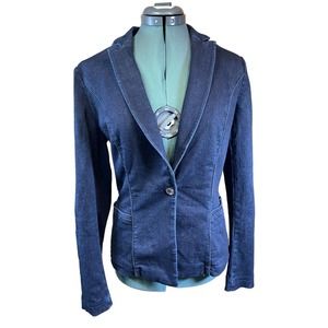 White House Black Market Sz 4 Dark Wash Denim Blazer Jacket Fitted Womens